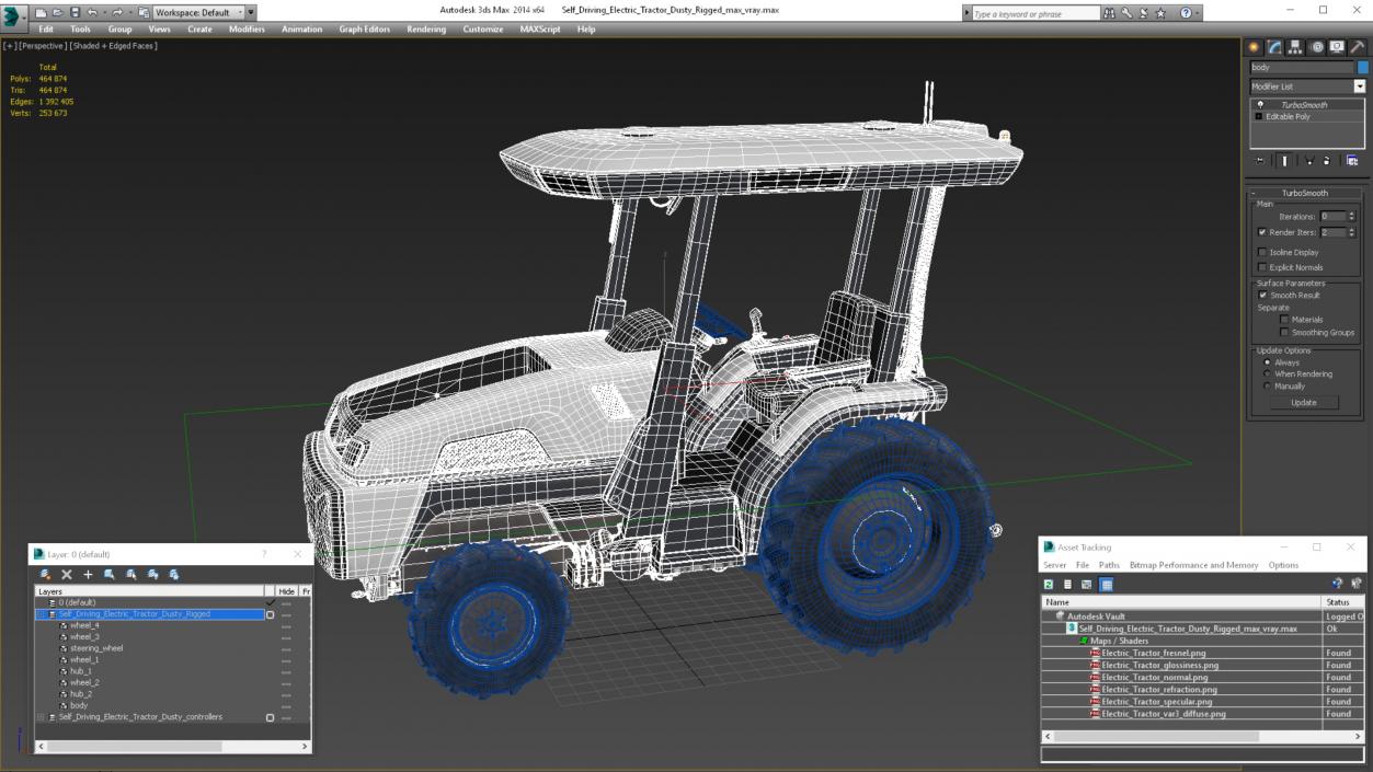 Self Driving Electric Tractor Dusty Rigged 3D