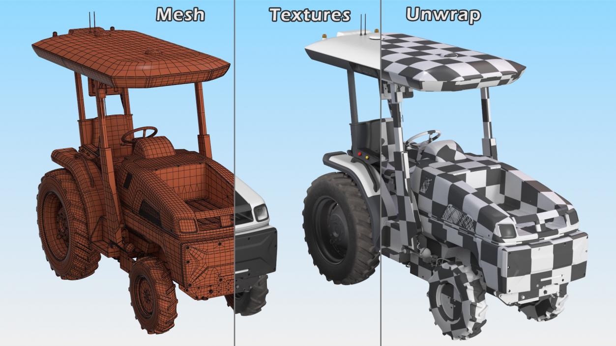 Self Driving Electric Tractor Dusty Rigged 3D