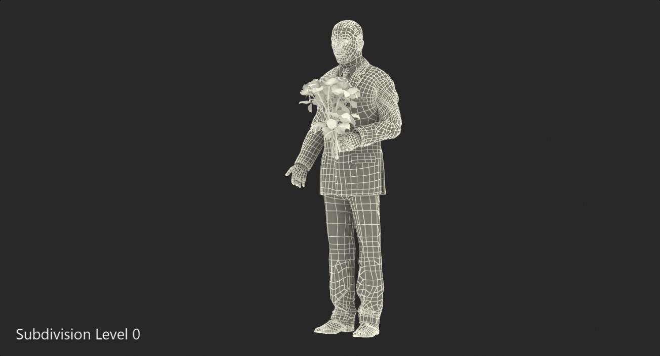 3D Man With Yellow Roses