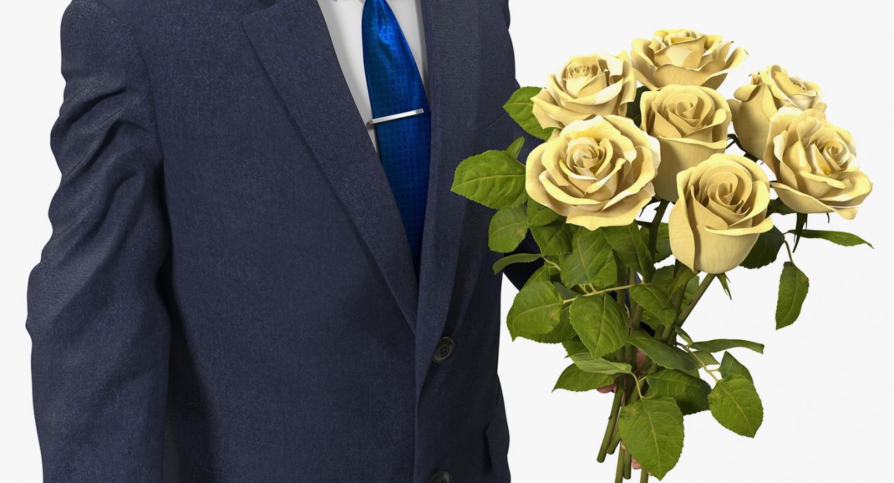 3D Man With Yellow Roses