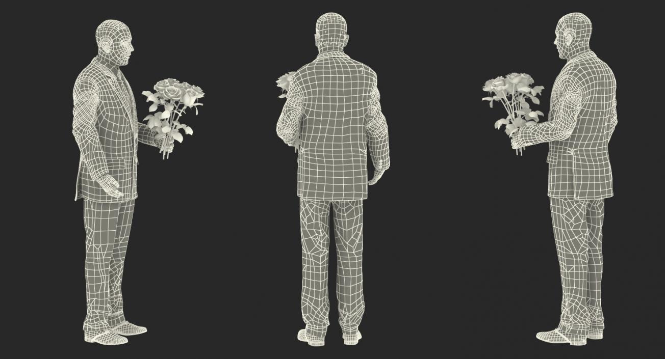 3D Man With Yellow Roses