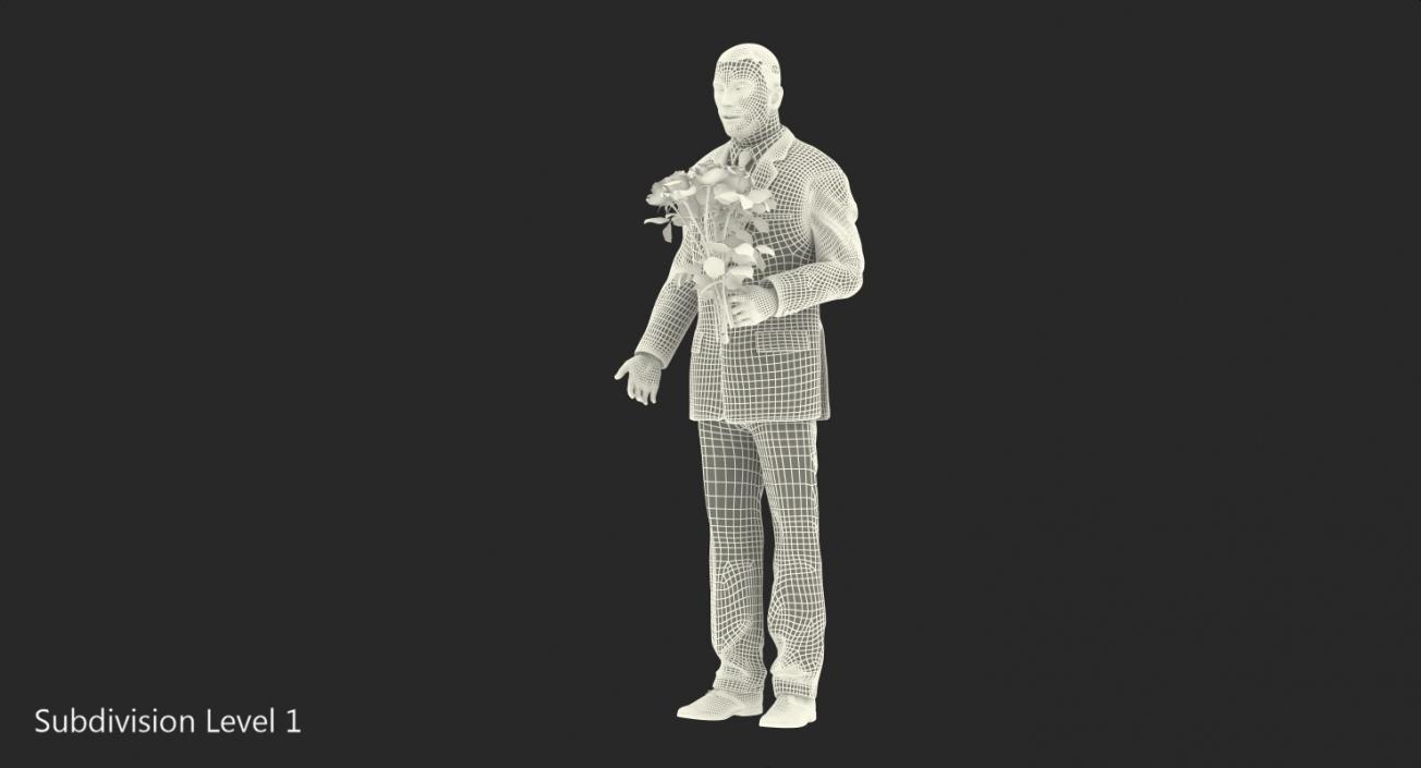 3D Man With Yellow Roses