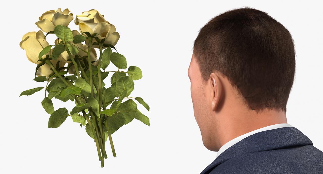 3D Man With Yellow Roses