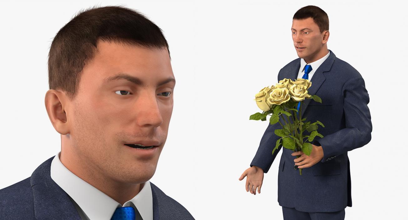 3D Man With Yellow Roses