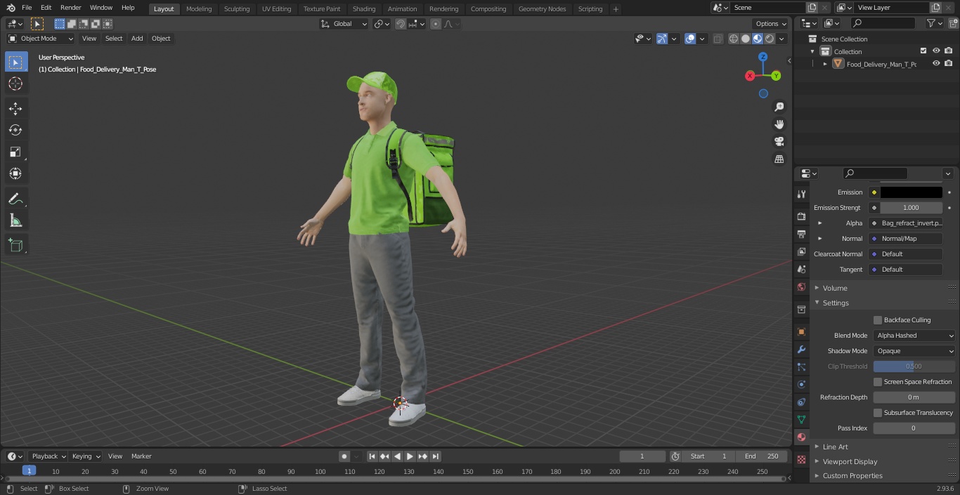 Food Delivery Man T Pose 3D model