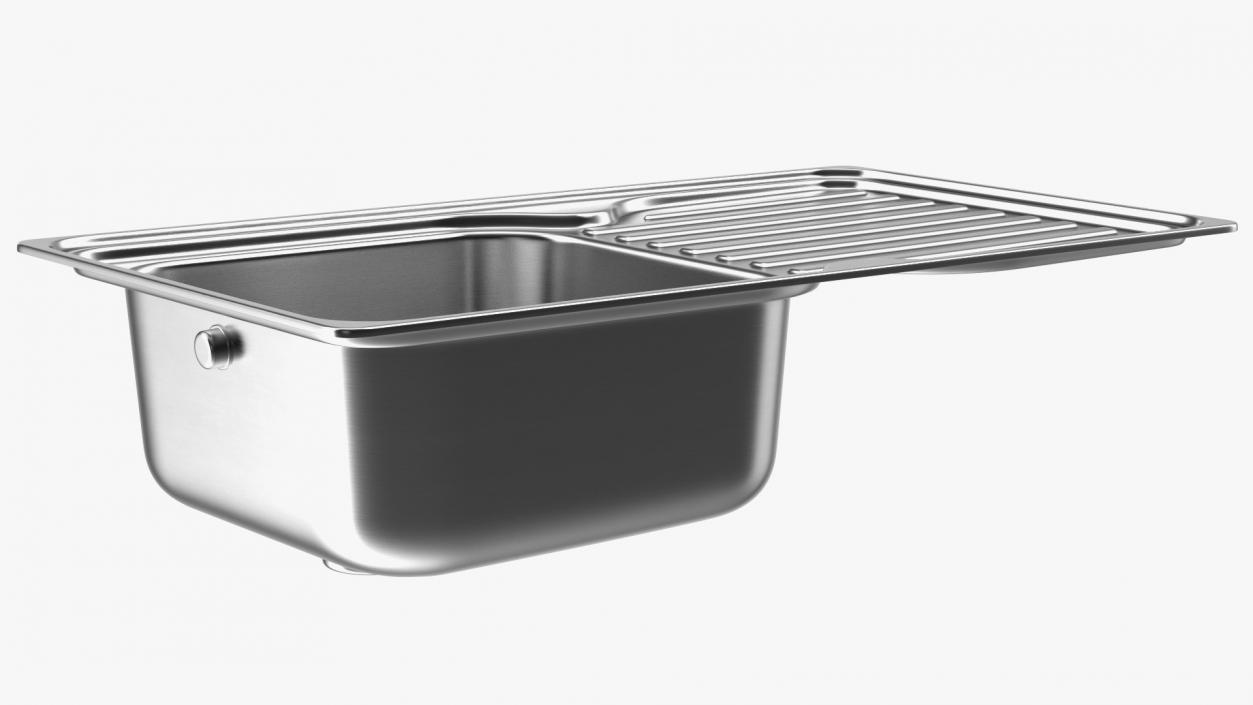 3D model Single Bowl Kitchen Sink with Drainboard