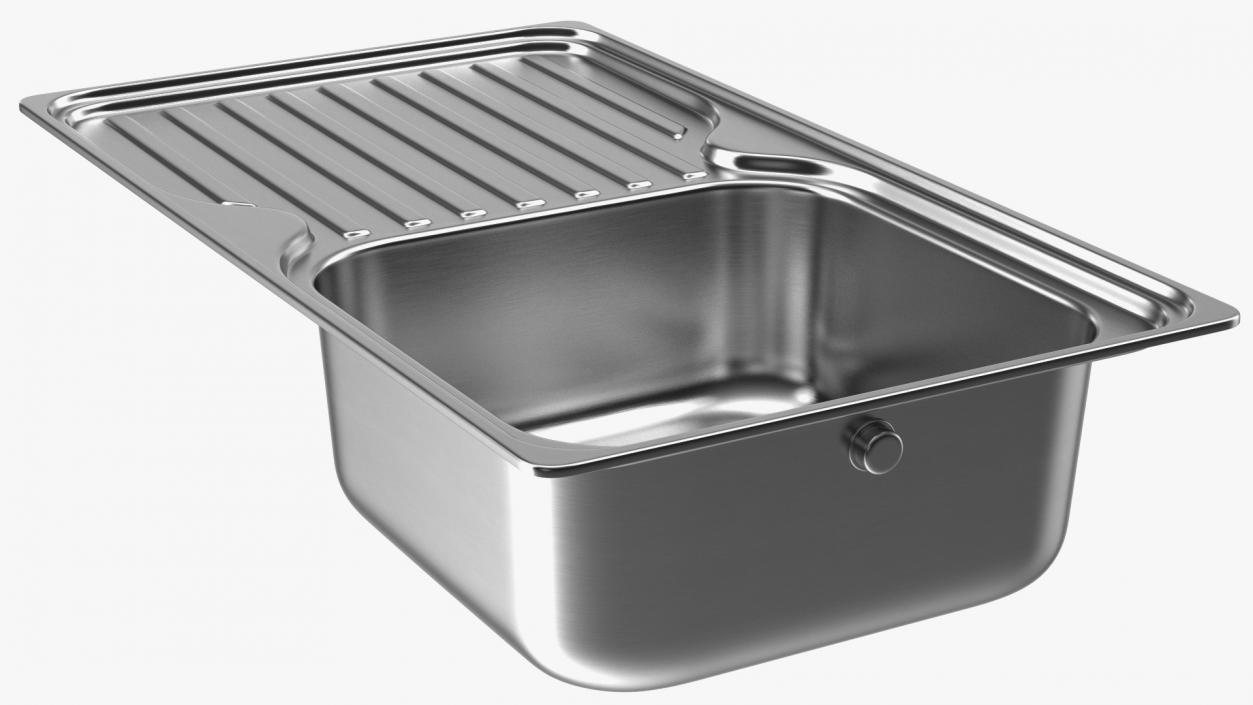 3D model Single Bowl Kitchen Sink with Drainboard