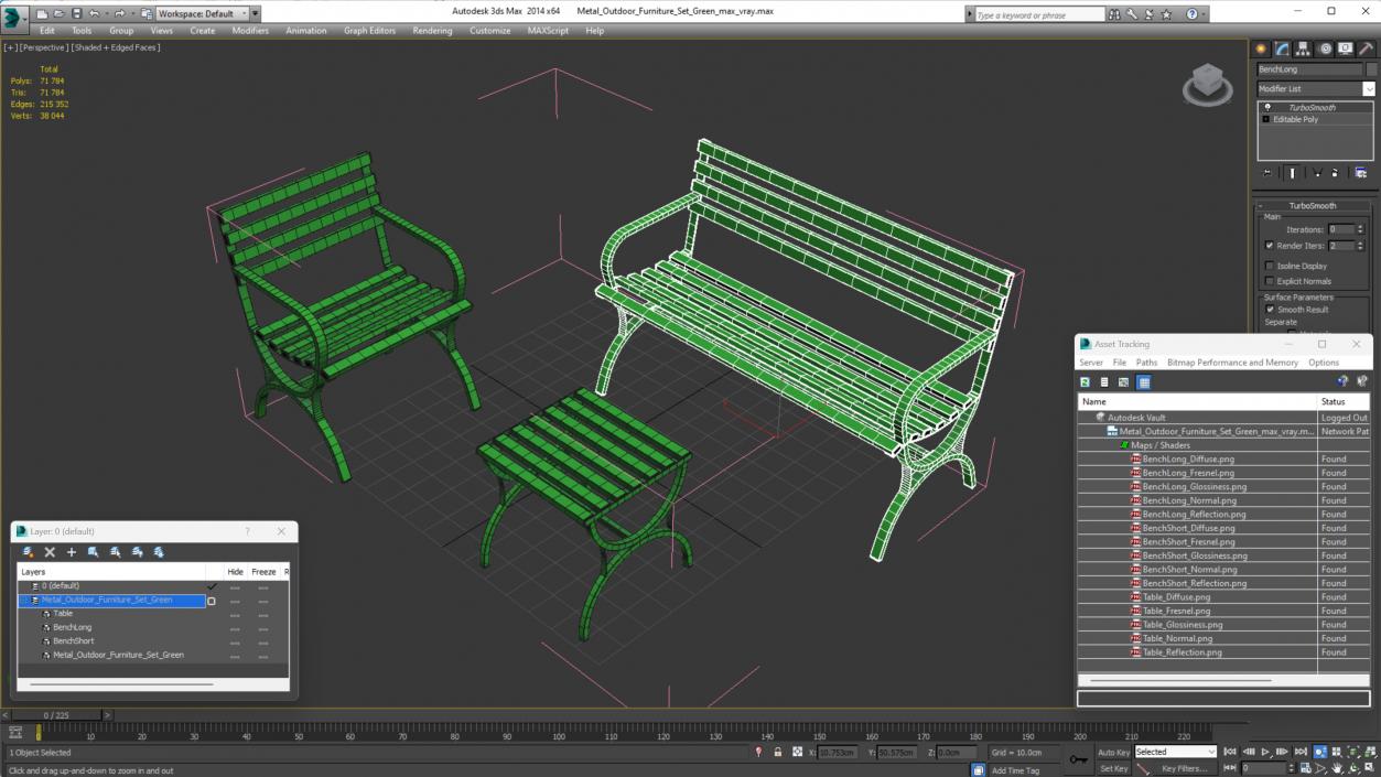 3D Metal Outdoor Furniture Set Green model