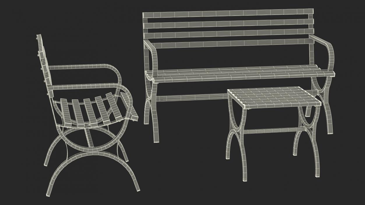 3D Metal Outdoor Furniture Set Green model