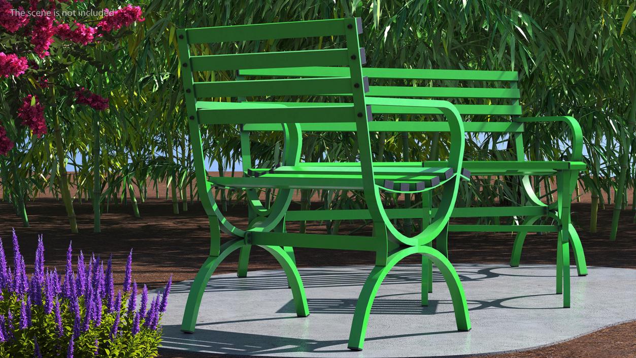 3D Metal Outdoor Furniture Set Green model