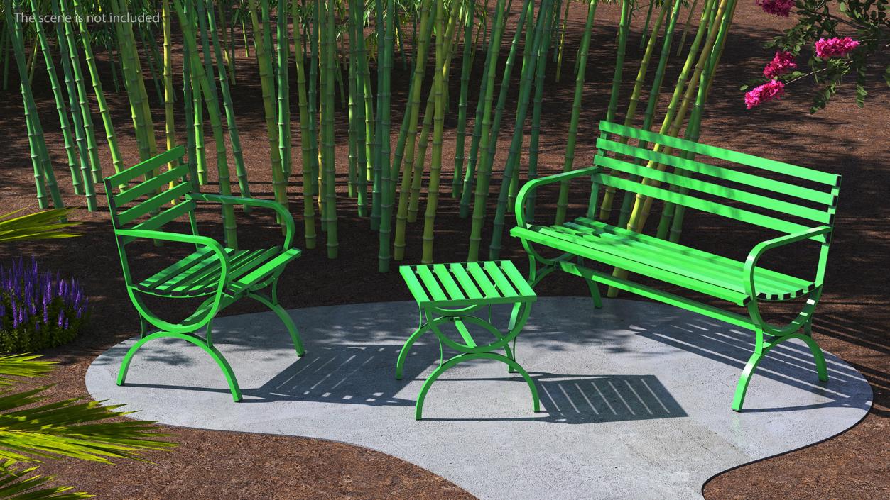 3D Metal Outdoor Furniture Set Green model