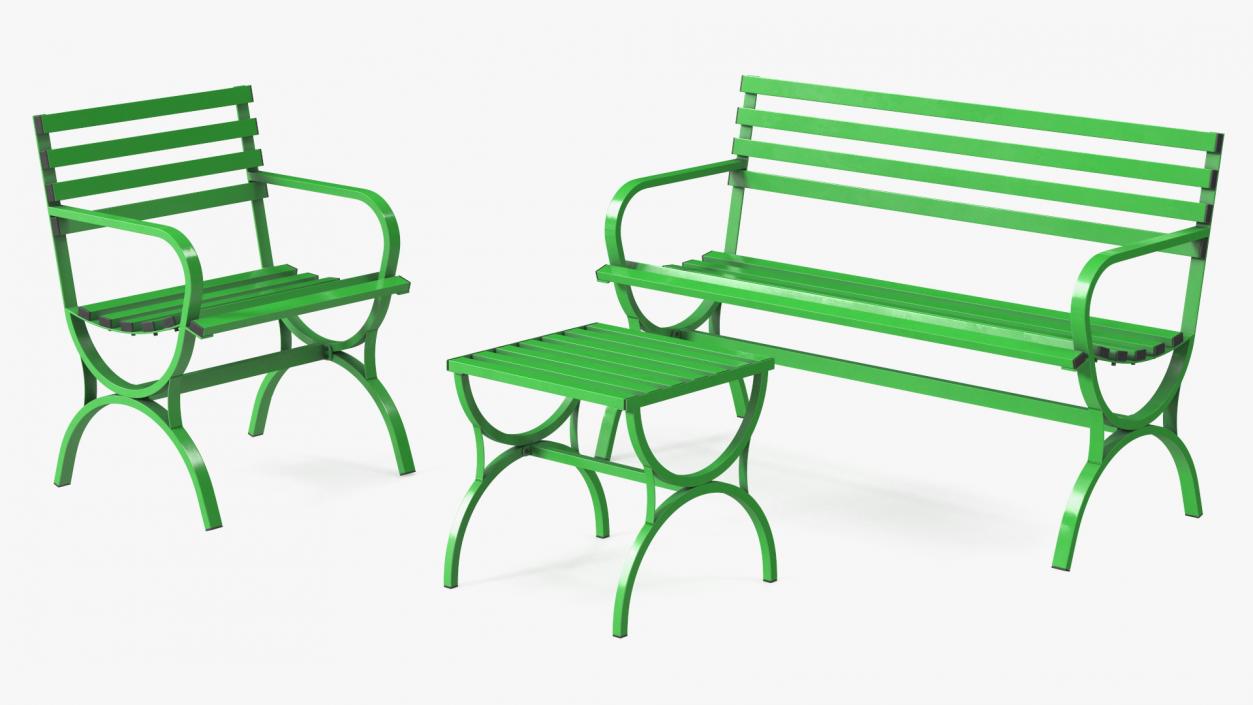 3D Metal Outdoor Furniture Set Green model