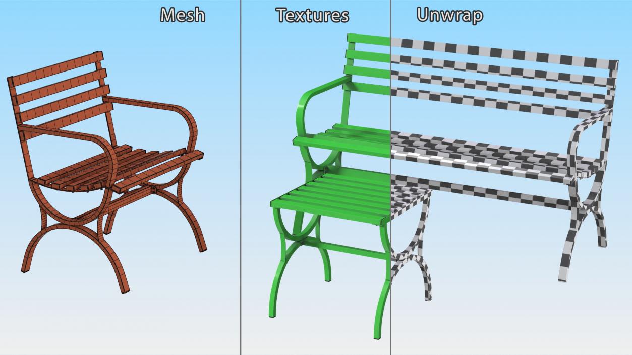 3D Metal Outdoor Furniture Set Green model