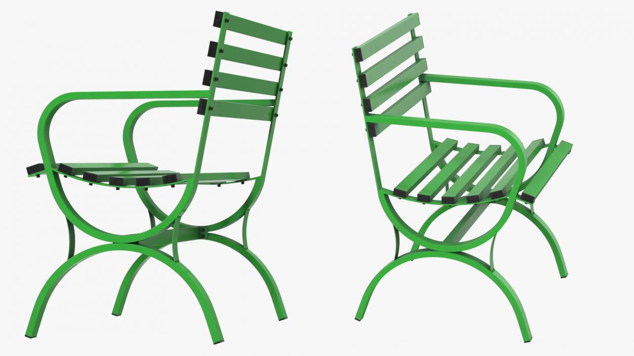 3D Metal Outdoor Furniture Set Green model