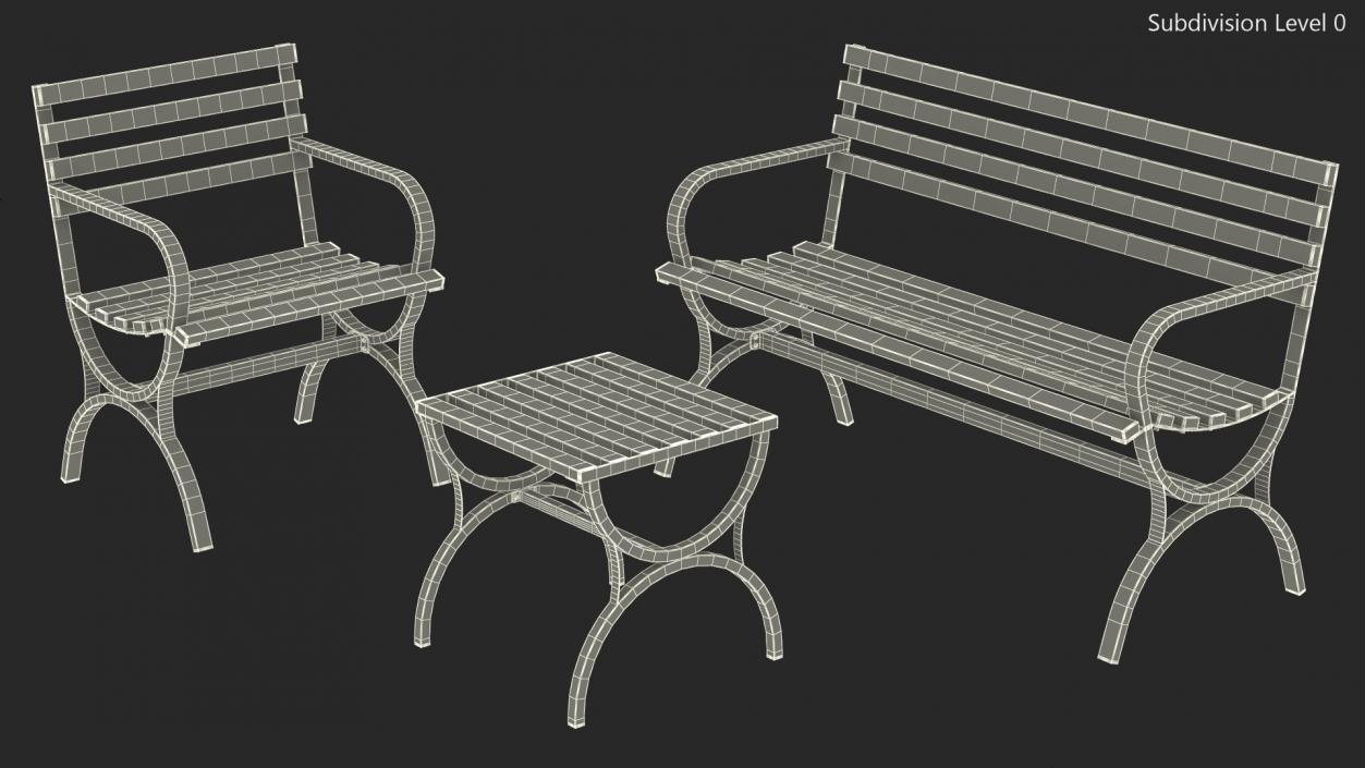 3D Metal Outdoor Furniture Set Green model