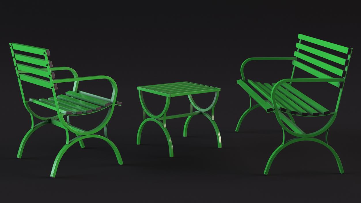 3D Metal Outdoor Furniture Set Green model