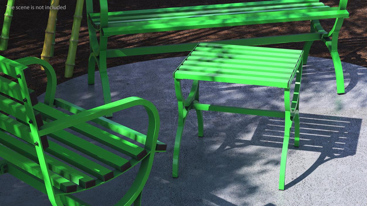 3D Metal Outdoor Furniture Set Green model