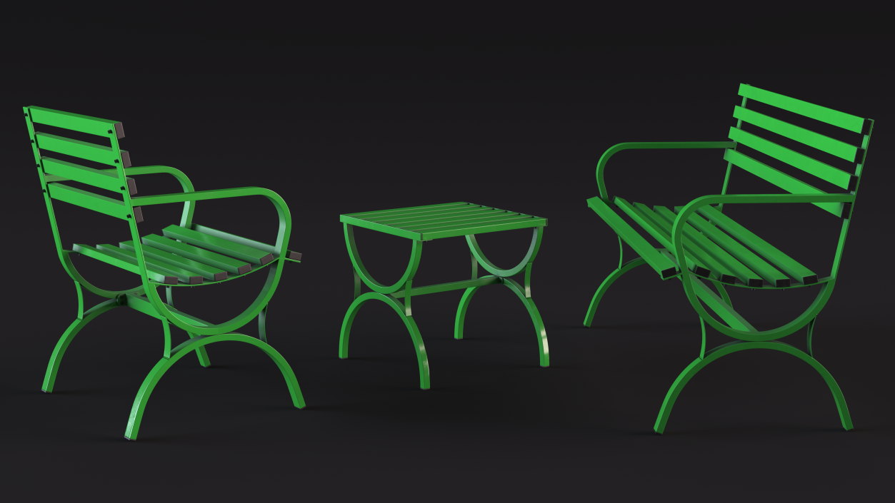 3D Metal Outdoor Furniture Set Green model