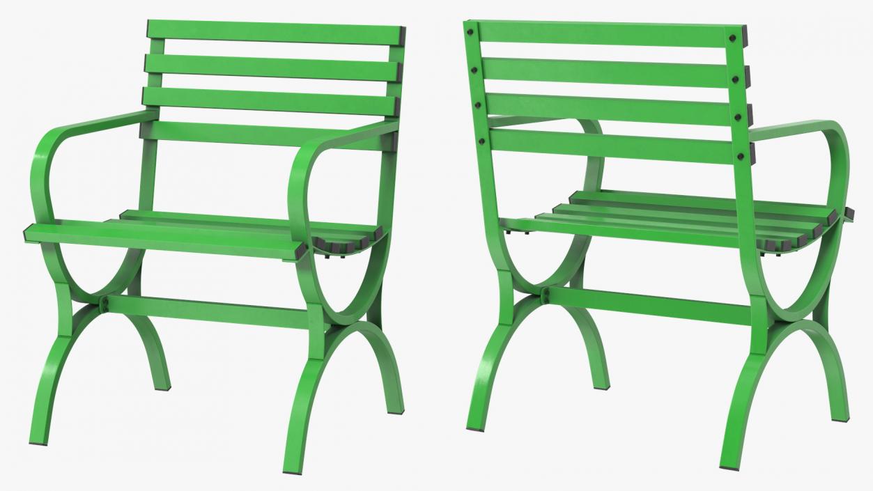 3D Metal Outdoor Furniture Set Green model