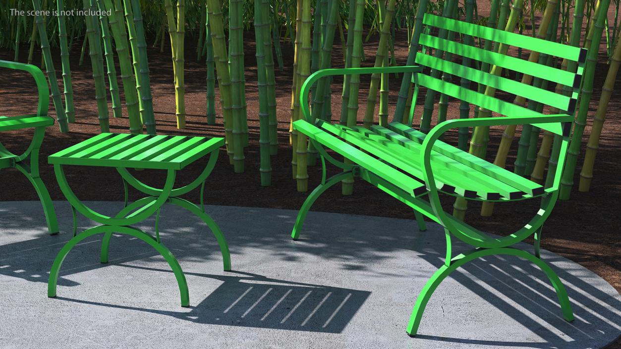 3D Metal Outdoor Furniture Set Green model