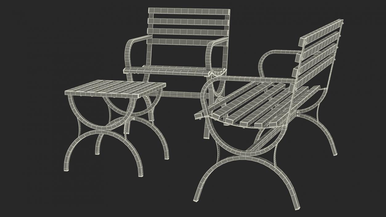 3D Metal Outdoor Furniture Set Green model