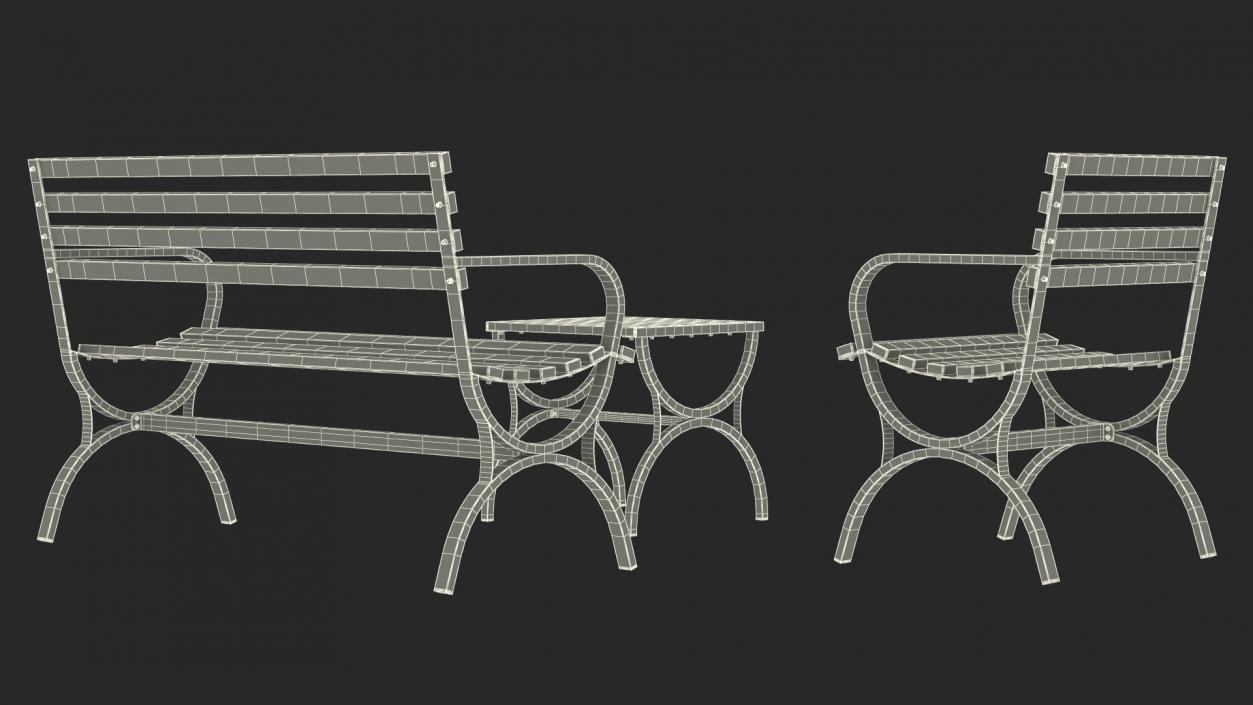 3D Metal Outdoor Furniture Set Green model