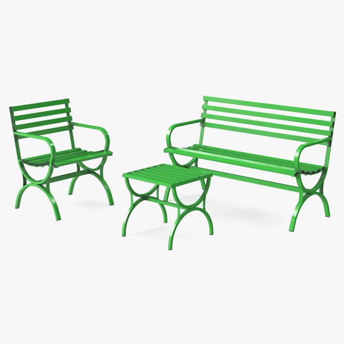 3D Metal Outdoor Furniture Set Green model