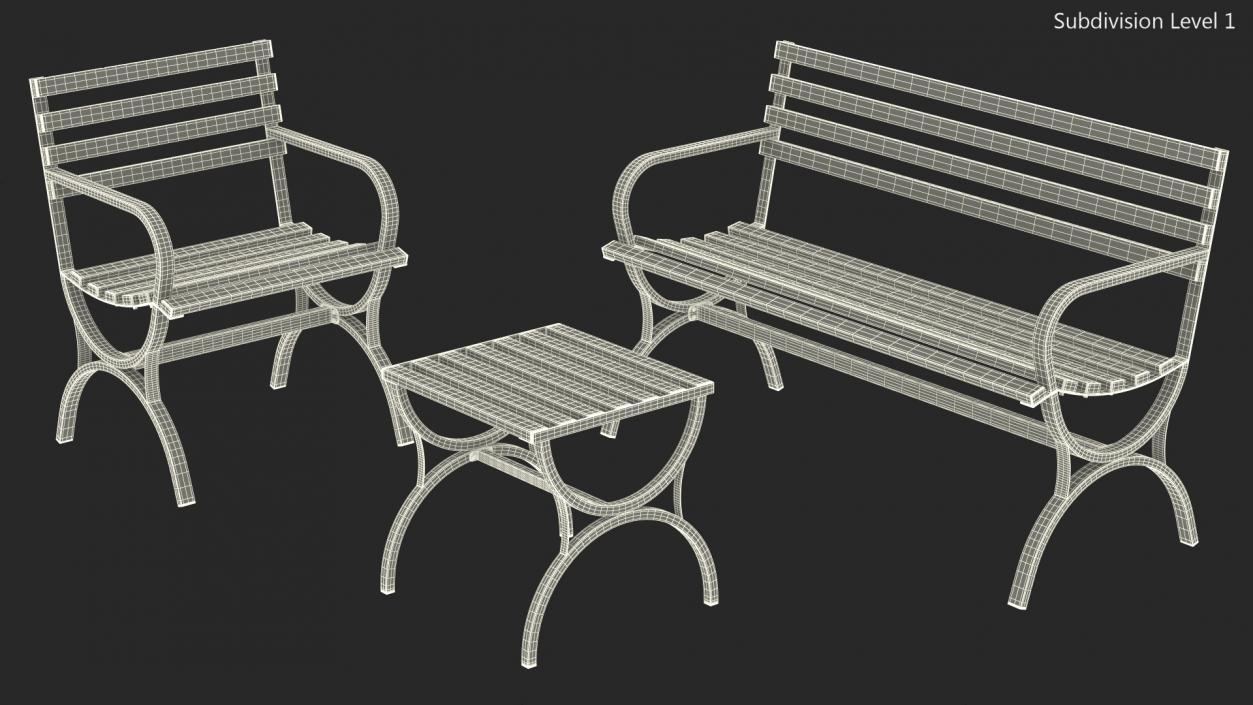 3D Metal Outdoor Furniture Set Green model