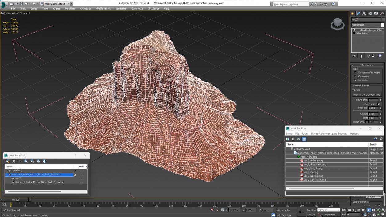 Monument Valley Merrick Butte Rock Formation 3D model