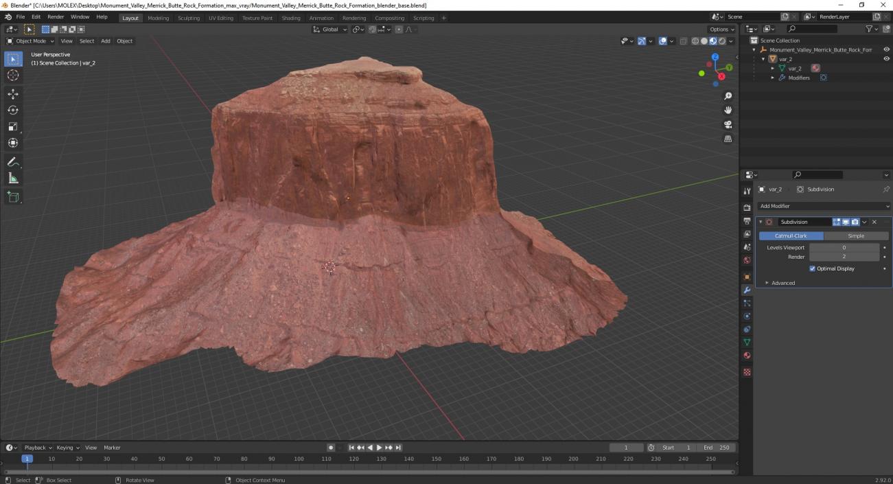 Monument Valley Merrick Butte Rock Formation 3D model