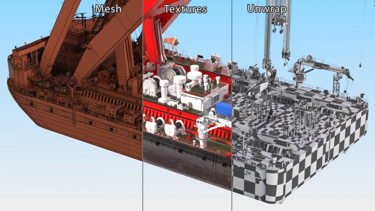 3D Floating Vessel Crane Working Position model