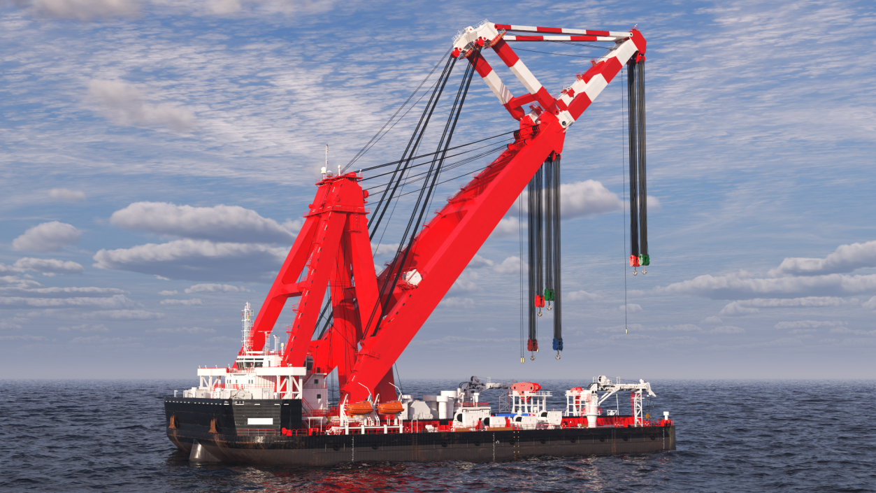 3D Floating Vessel Crane Working Position model