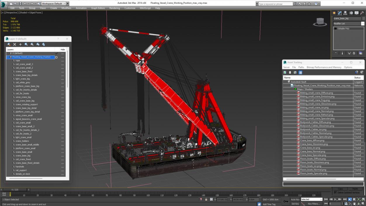 3D Floating Vessel Crane Working Position model