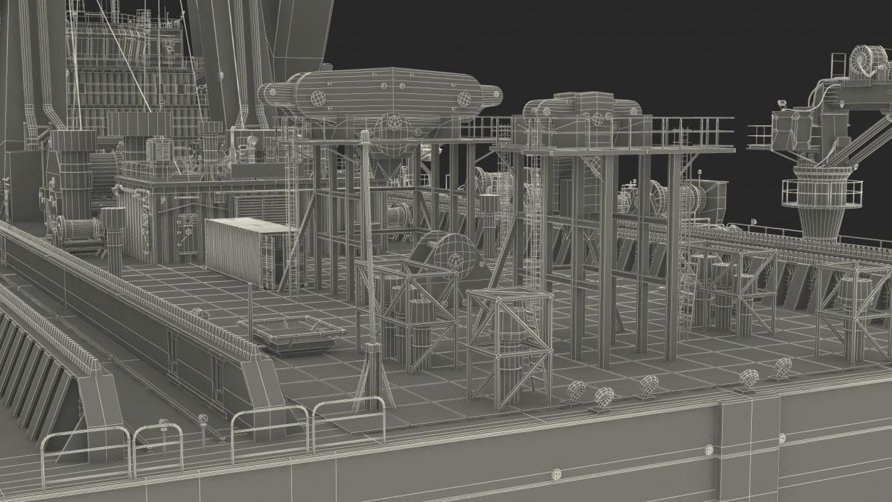 3D Floating Vessel Crane Working Position model