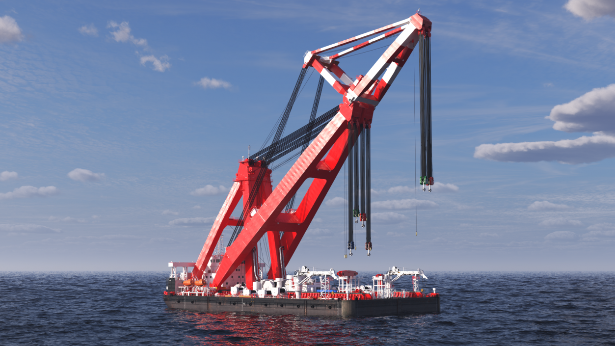 3D Floating Vessel Crane Working Position model