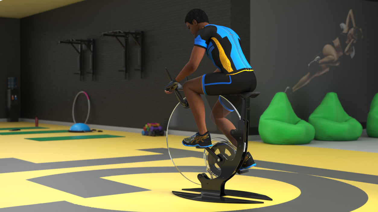 3D model Sportsmen Training on Exercise Bike