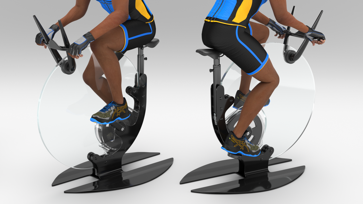 3D model Sportsmen Training on Exercise Bike