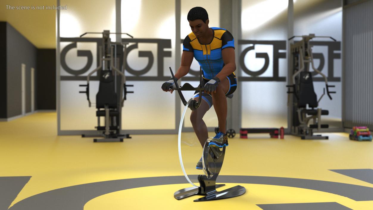 3D model Sportsmen Training on Exercise Bike