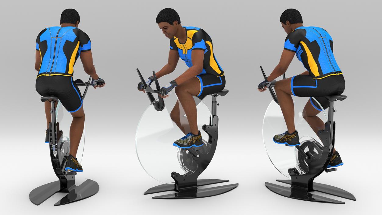 3D model Sportsmen Training on Exercise Bike