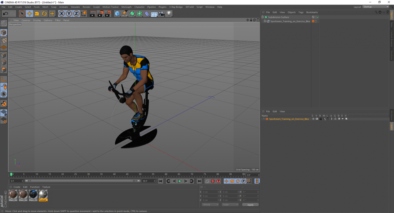 3D model Sportsmen Training on Exercise Bike