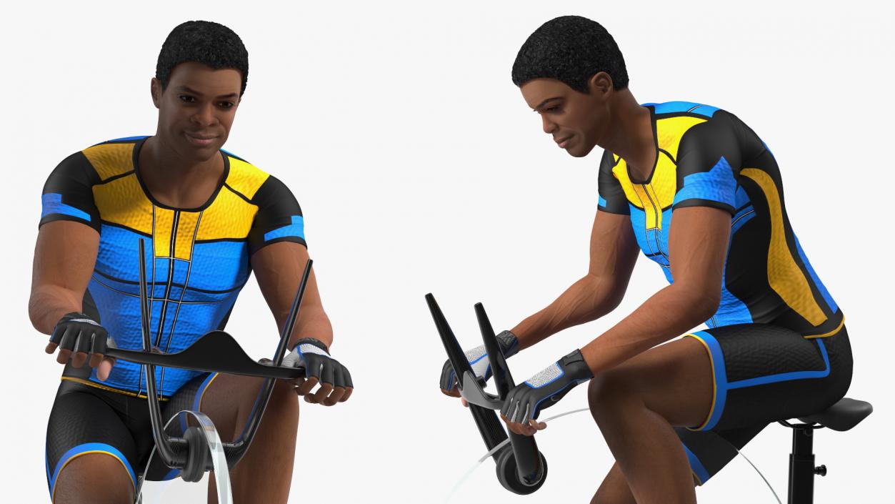 3D model Sportsmen Training on Exercise Bike