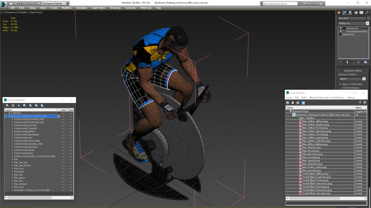 3D model Sportsmen Training on Exercise Bike