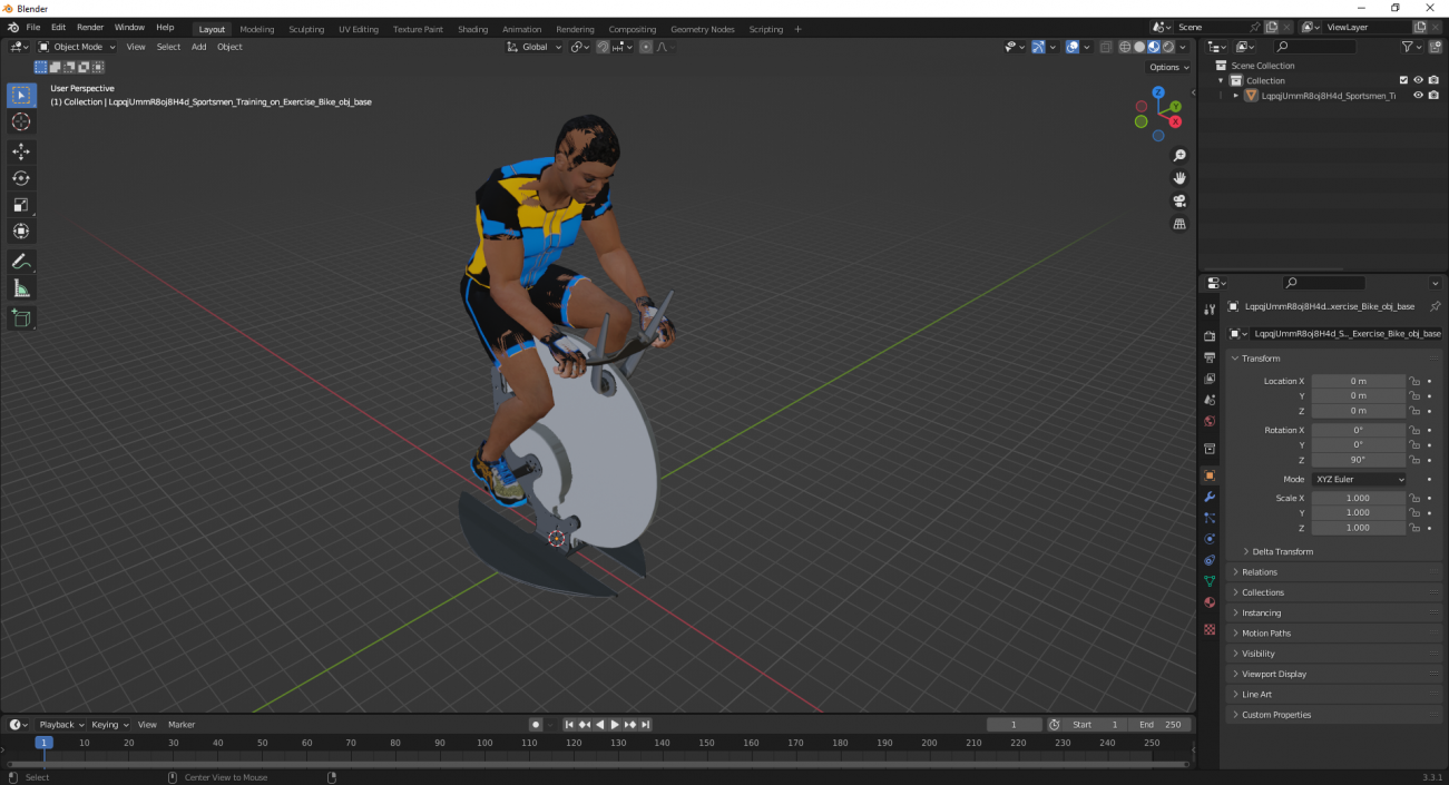 3D model Sportsmen Training on Exercise Bike