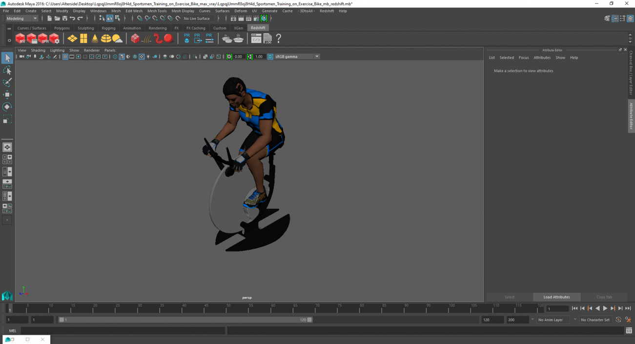 3D model Sportsmen Training on Exercise Bike