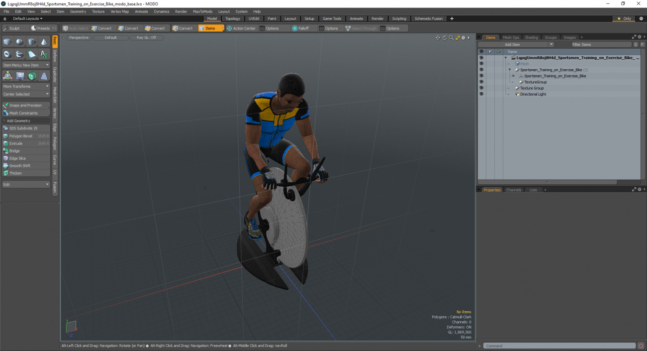 3D model Sportsmen Training on Exercise Bike