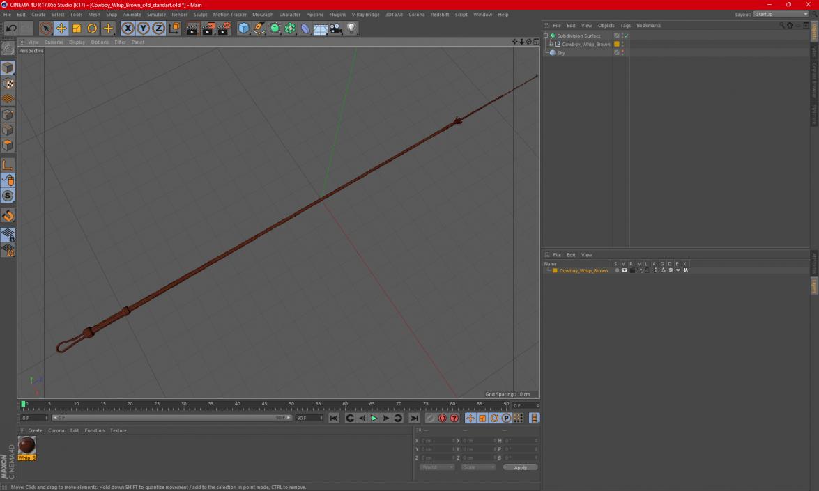 Cowboy Whip Brown 2 3D model