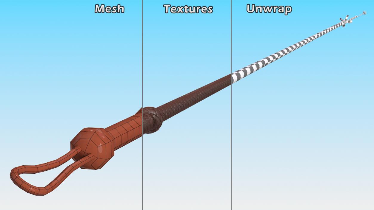 Cowboy Whip Brown 2 3D model