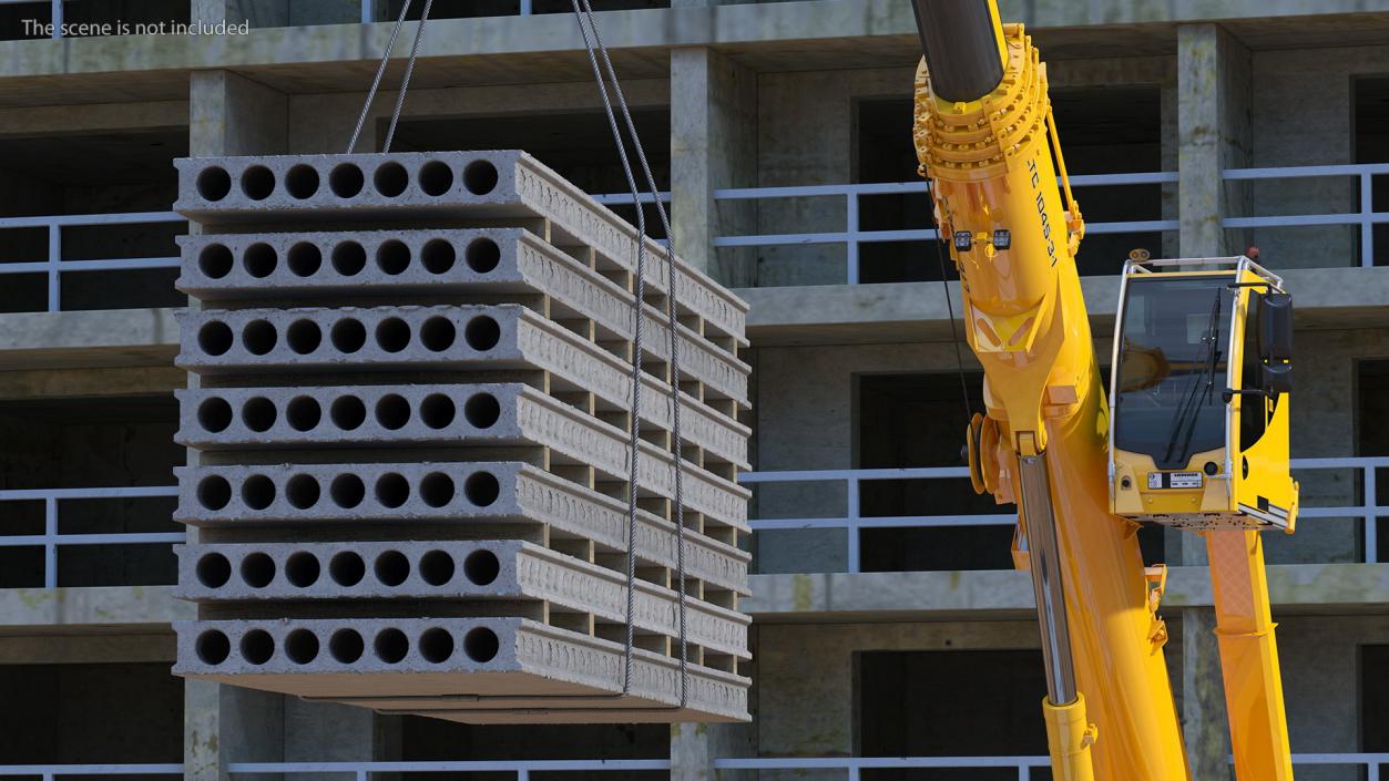 Mobile Crane Liebherr with Concrete Slab Rigged 3D