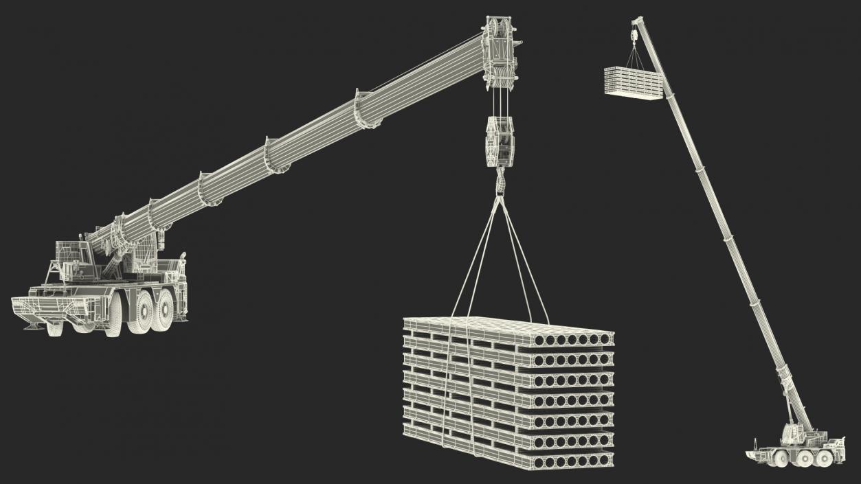 Mobile Crane Liebherr with Concrete Slab Rigged 3D