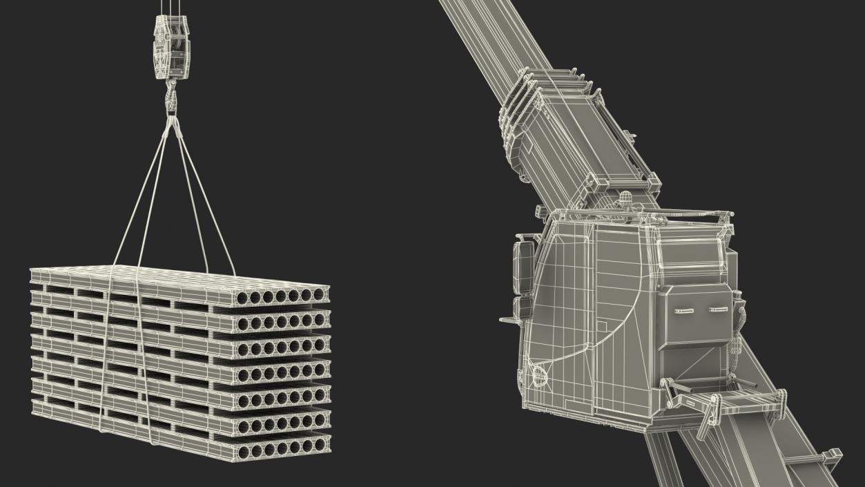 Mobile Crane Liebherr with Concrete Slab Rigged 3D